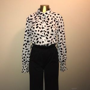 Black and white long sleeved , button down